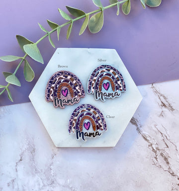 2pcs, 30mm Rainbow Mama Acrylic Pendant - choose your colour